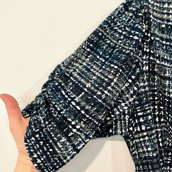 Enfocus Studio Womens Wrap Elbow Sleeve Belted Tweed Dress Gray Black Size 12 - Picture 9 of 9